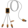 SCX.design C39 3-in-1 rPET light-up logo charging cable with squared bamboo casing - White