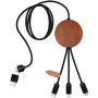 SCX.design C40 5-in-1 rPET light-up logo charging cable and 10W charging pad - Wood